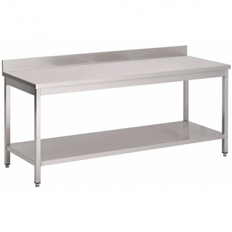 Table Inox avec Dosseret/Etagère