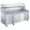 Meuble à Pizzas Positif Gamme 800 2 portes/7 tiroirs à patons neutres 
